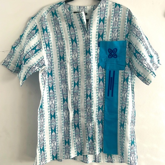 Blue and white colorful dashiki - Picture 1 of 3